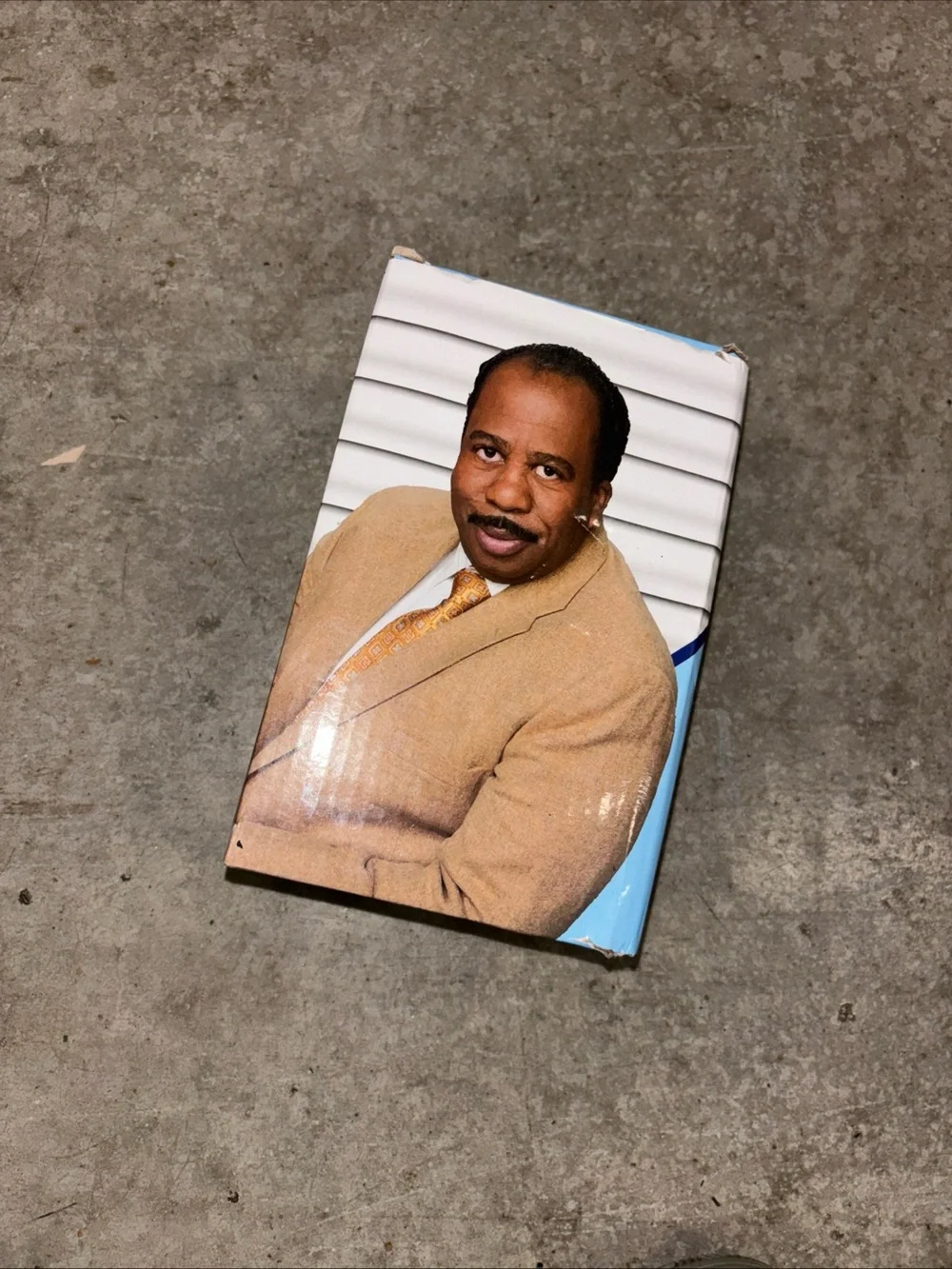 Novelty Box with Man Portrait on Cover - Tan, Blue